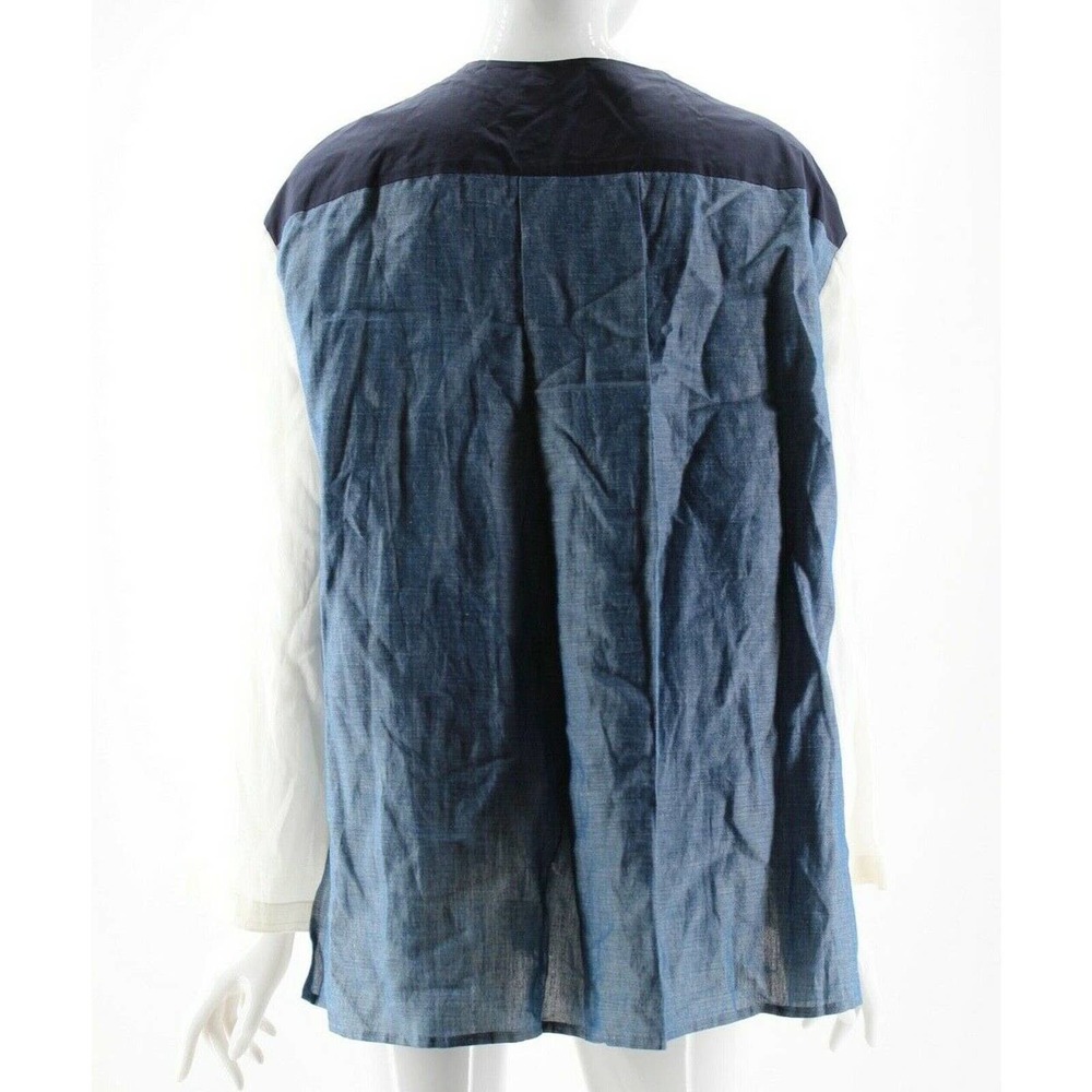 The Row Pleated Front Collarless Button Shirt Med - image 4